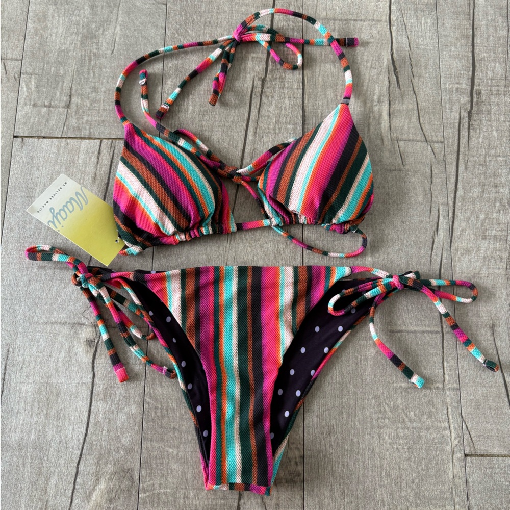 Maaji Striped and Polka Dot Reversible Bikini Set